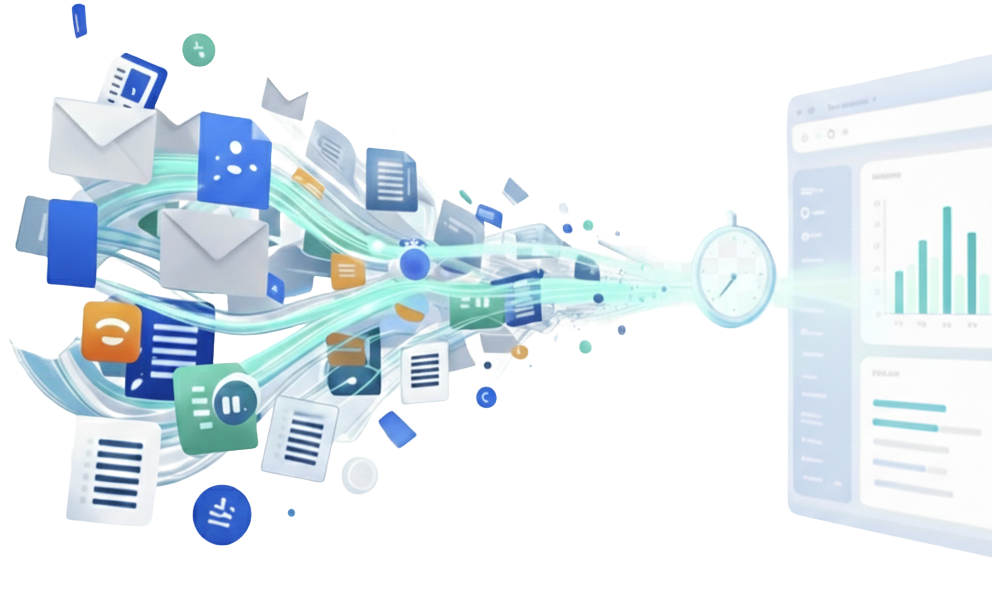 Comunicazioni e documenti che confluiscono in un flusso ordinato